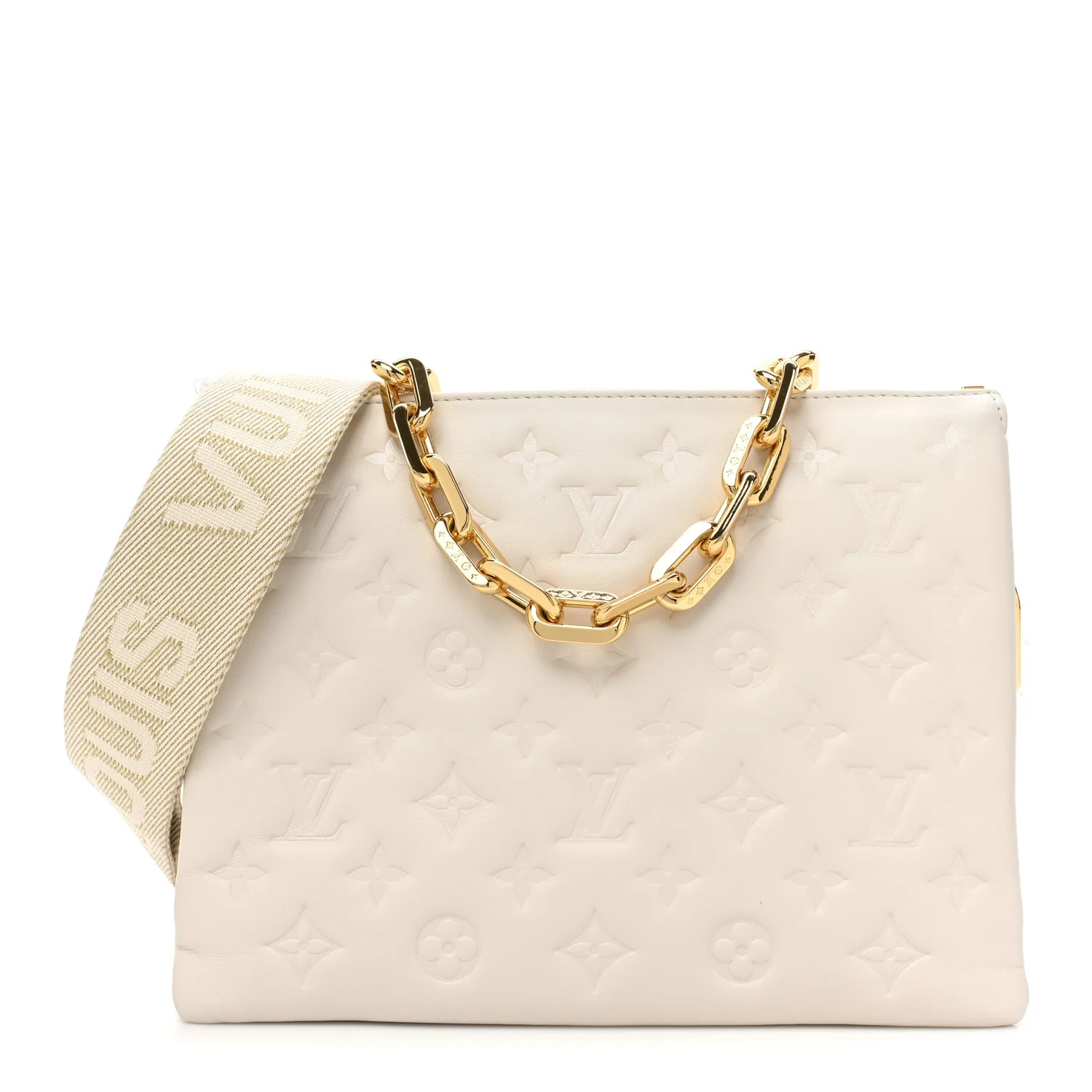 Lambskin Embossed Monogram Coussin PM Beige Cream | FASHIONPHILE (US)