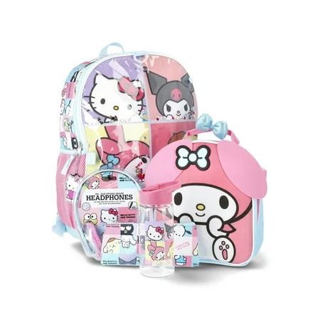 Sanrio Hello Kitty & Friends Girls' 6-piece 17" Backpack Set with Headphones, Pink | Walmart (US)