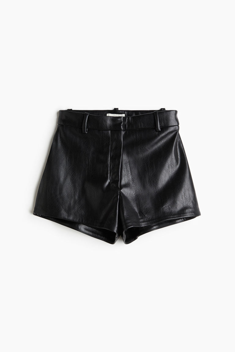 H & M - Coated mini shorts - Black | H&M (UK, MY, IN, SG, PH, TW, HK)