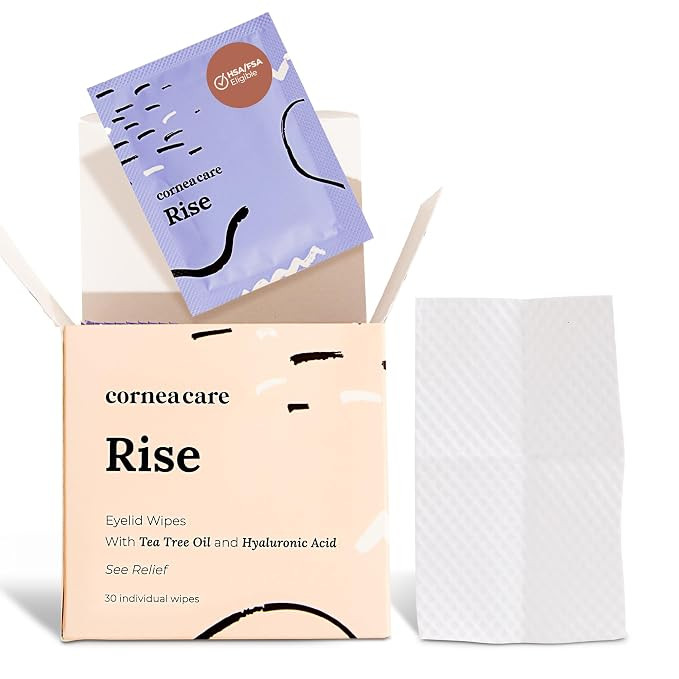 CorneaCare Rise Eyelid Wipes with Tea Tree Oil & Hyaluronic Acid | 30 Count | Amazon (US)