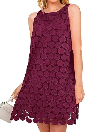 BTFBM Women Hollow Out Circle Embroidered Short Dresses Summer Casual Sleeveless Vacation Party C... | Amazon (US)