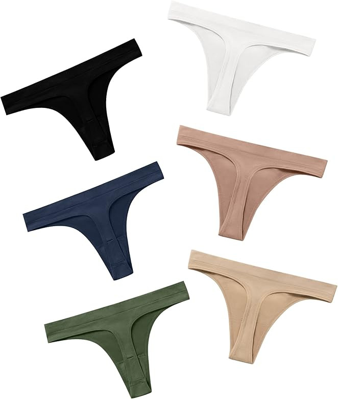 DEANGELMON Seamless Thongs for Women Sexy Low Rise Underwear No Show Thong Panties Comfortable Br... | Amazon (US)