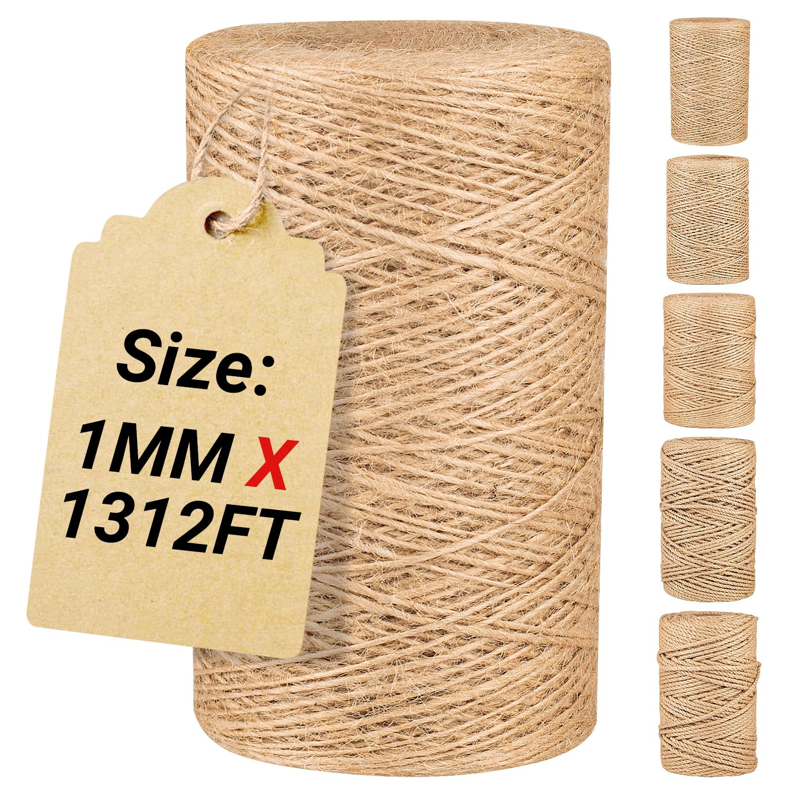 Natural Jute Twine String 1mm x 1312ft Bulk Jute Rope for Crafting, Gardening, Gift Wrapping - Br... | Amazon (US)