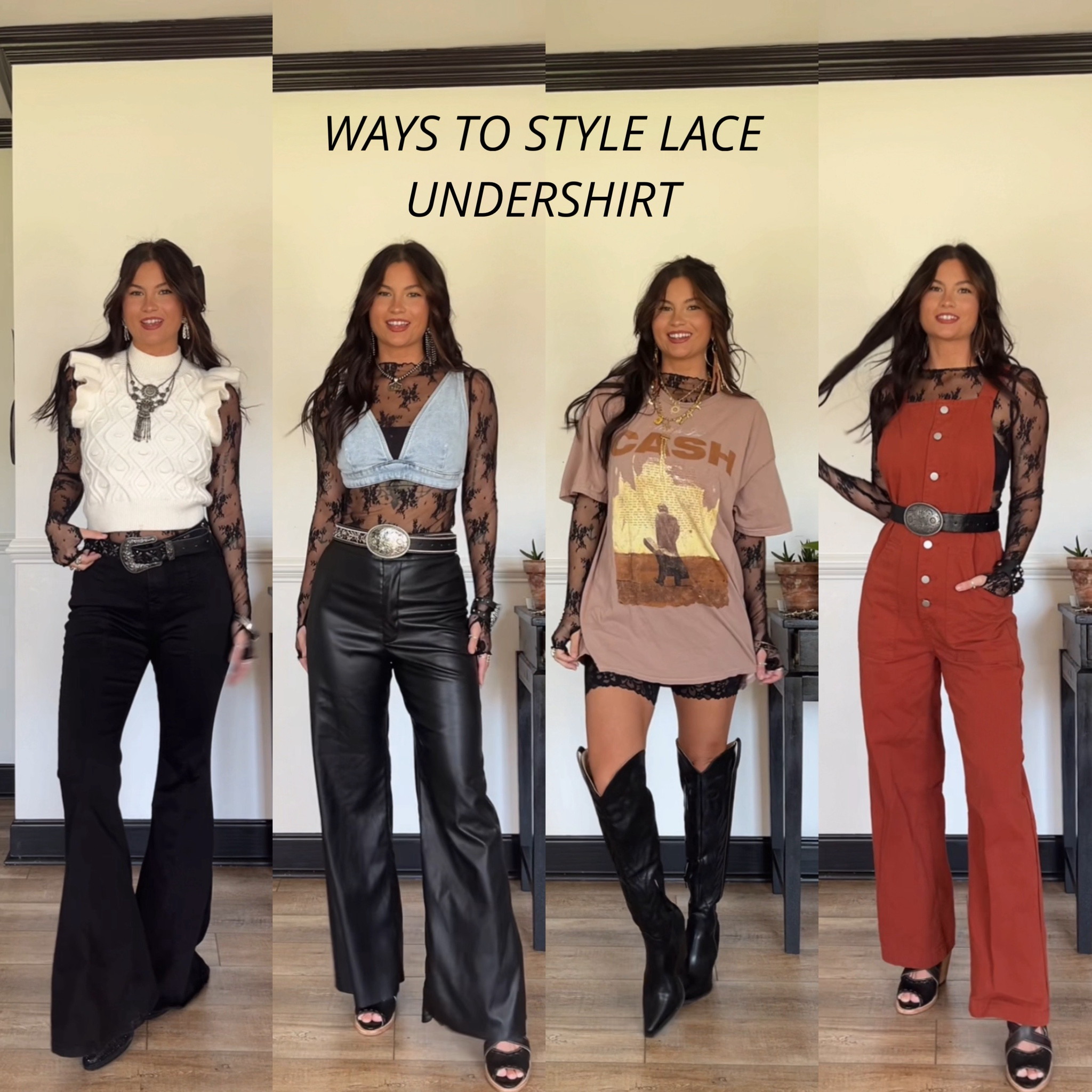 Ways to style black lace undershirt ! Also have one linked in my amazon storefront with different colors available! Lace bloomers in storefront as well! Code lori20 to save on black jeans 
Code LORI to save on lace shirt from pink lily & overalls! 
Denim bralette is old & unavailable 

#LTKSeasonal #LTKStyleTip #LTKFindsUnder50