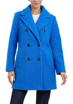 BCBGeneration Women's Double Breasted Mid Length Wool Coat, Blue, Small | Belk