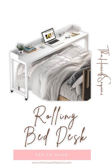 Amazon rolling bed desk, bed workstation, work from home, work desk, home office, working remote, Amazon finds, Walmart finds, amazon must haves #thehouseofsequins #houseofsequins #amazon #walmart #amazonmusthaves #amazonfinds #walmartfinds #amazonhome #lifehacks

