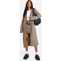 Womens Tall Flannel Wool Look Longline Coat - Beige - 2 | boohoo (US & Canada)