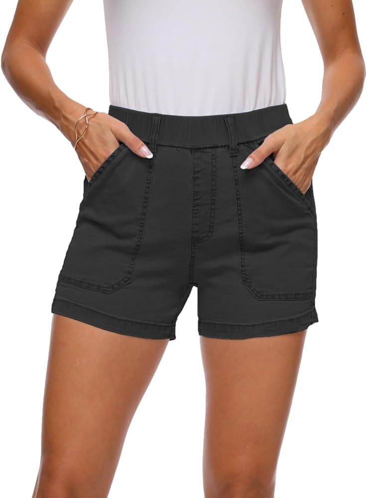 YOCUR Womens Lightweight Denim Shorts Casual Baggy Trendy Beach Short Pants Elastic Waist High Wa... | Amazon (US)