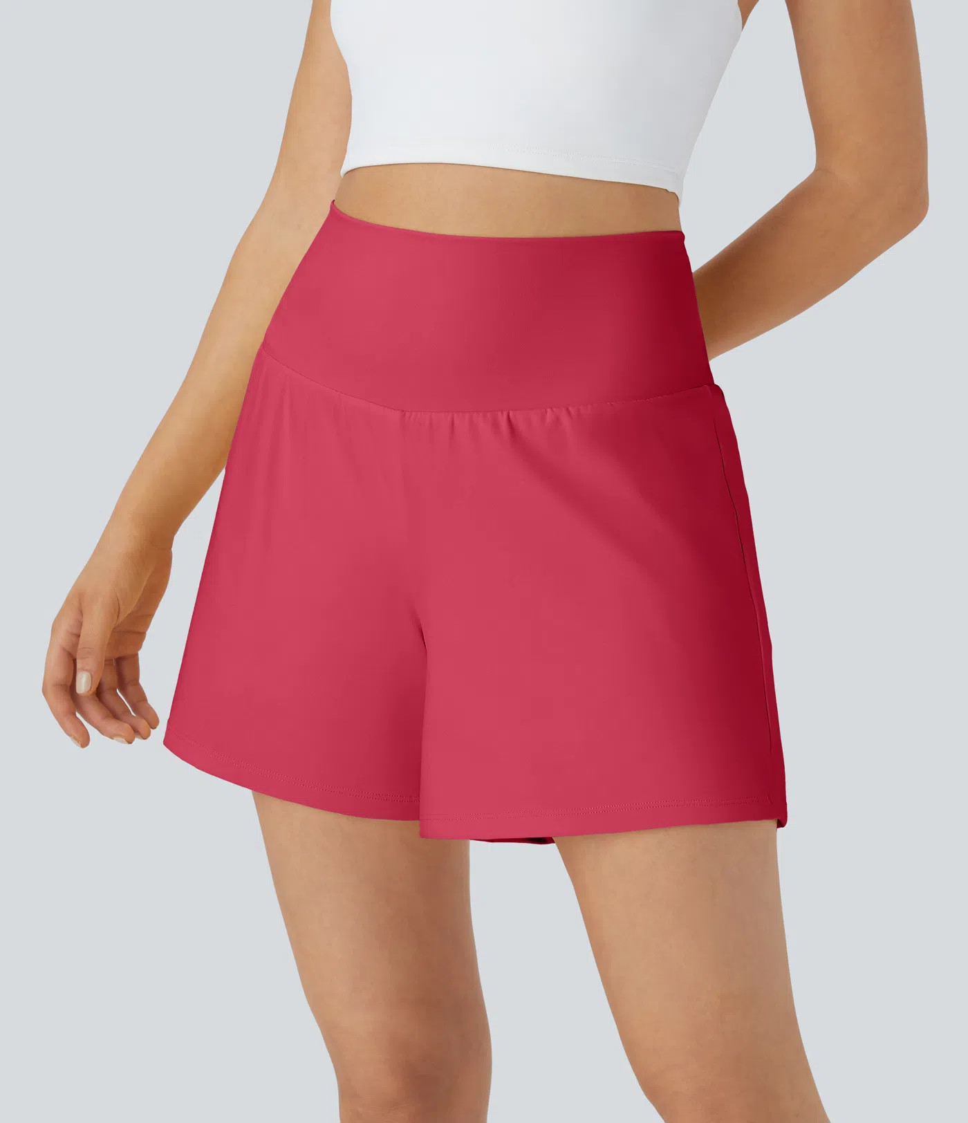 SoftlyZero™ Airy Super High Waisted 2-in-1  InstantCool Yoga Shorts 5'' with Pockets-Longer Len... | HALARA