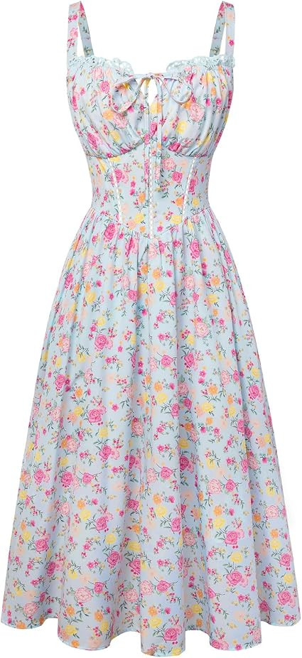 Scarlet Darkness Women 2026 Floral Corset Dress Summer Milkmaid Sundress | Cutout Waist, Smocked ... | Amazon (US)