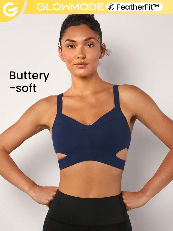 GLOWMODE FeatherFit™ Cut-Out Backless Crush Sports Bra | SHEIN