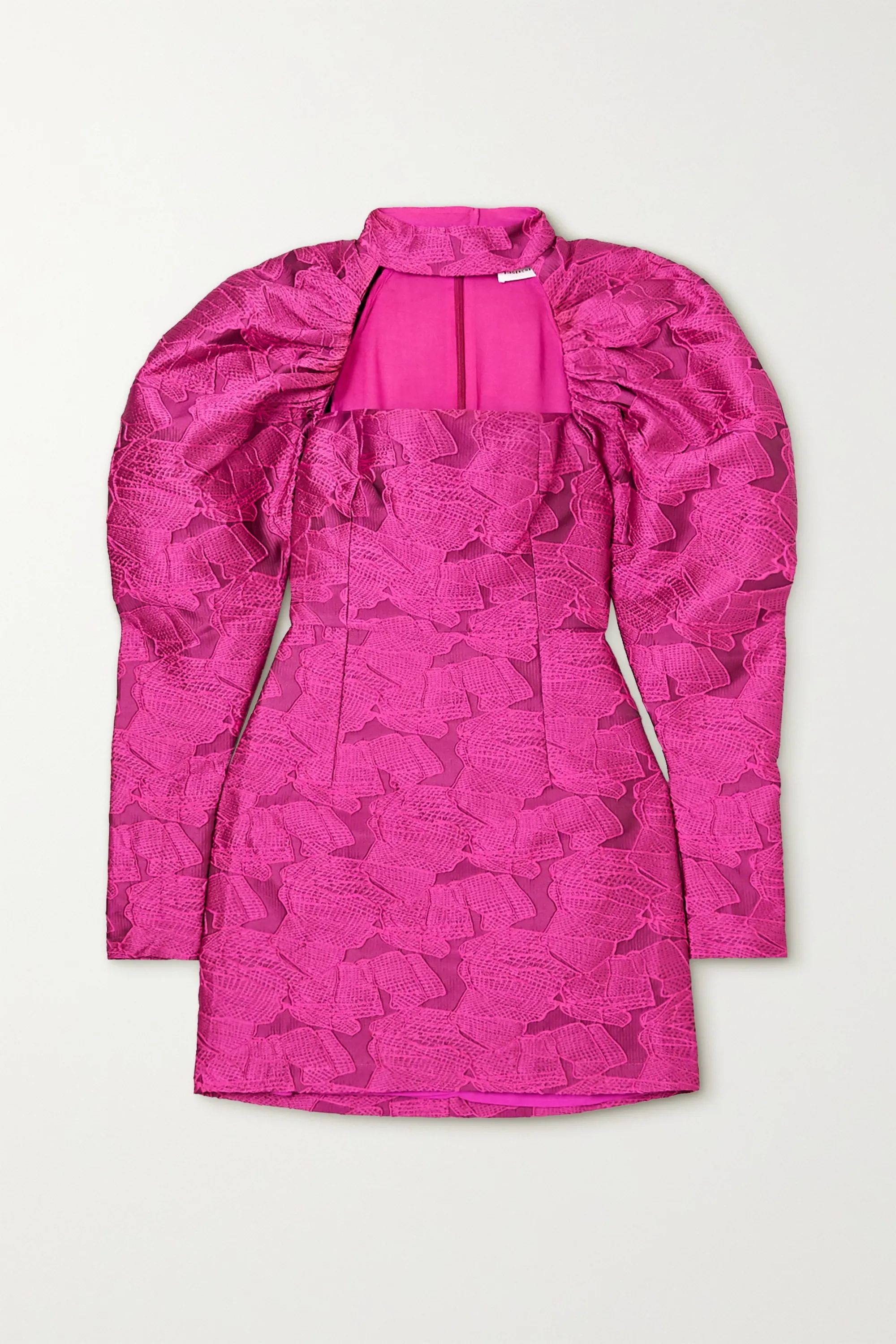 Fuchsia Kaya cutout jacquard mini dress | ROTATE Birger Christensen | NET-A-PORTER | NET-A-PORTER (US)