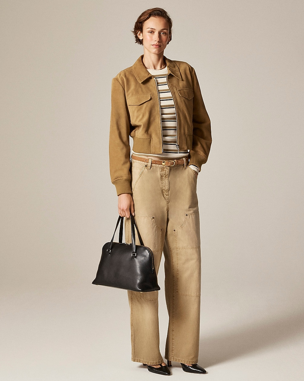 Collection cropped flight jacket in suede | J. Crew US