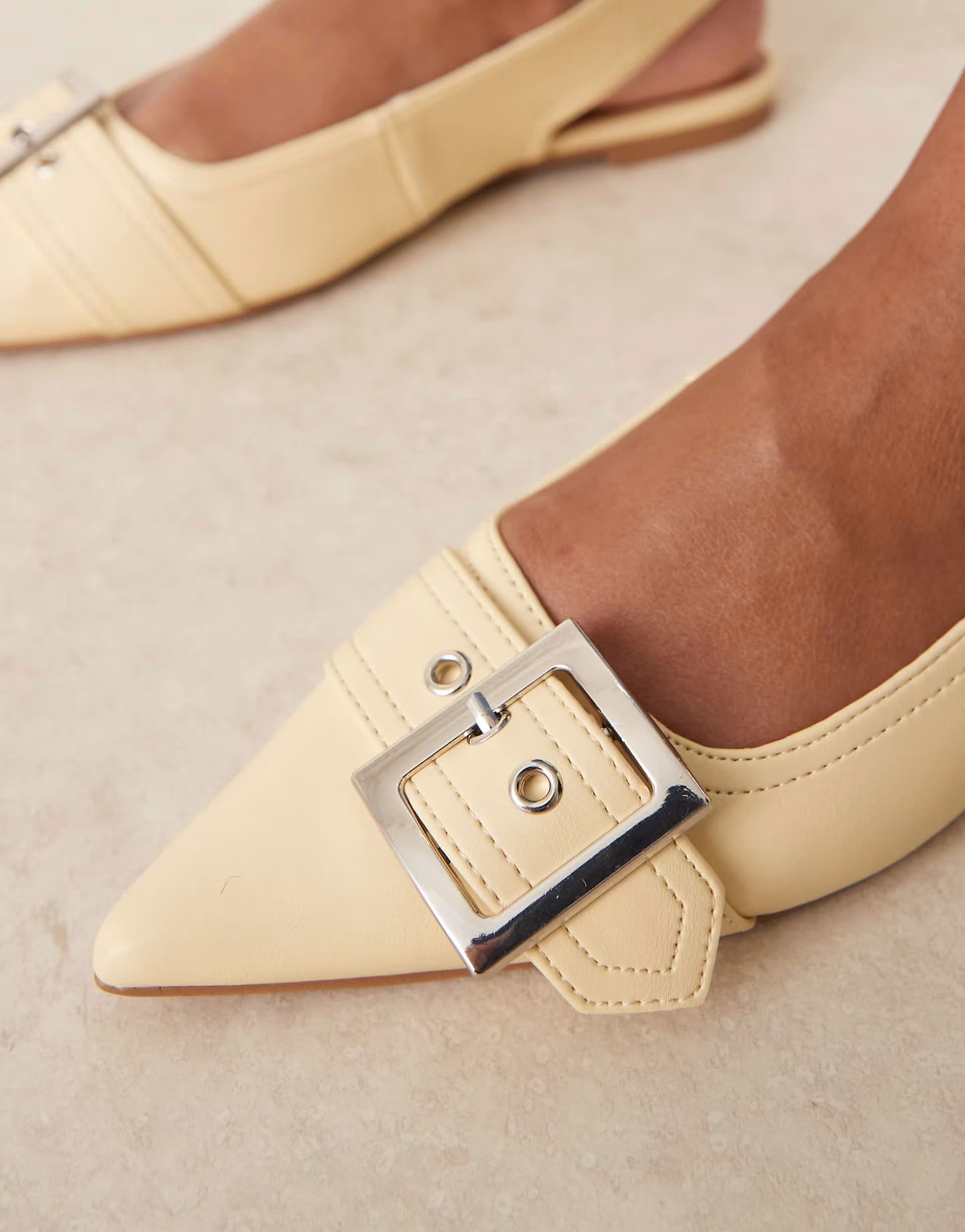 ASOS DESIGN Wide Fit Legion buckle ballet flats in yellow | ASOS | ASOS (Global)