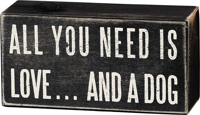 Primitives by Kathy 16347 Classic Box Sign, 5 x 2.5-Inches, Love And A Dog | Amazon (US)