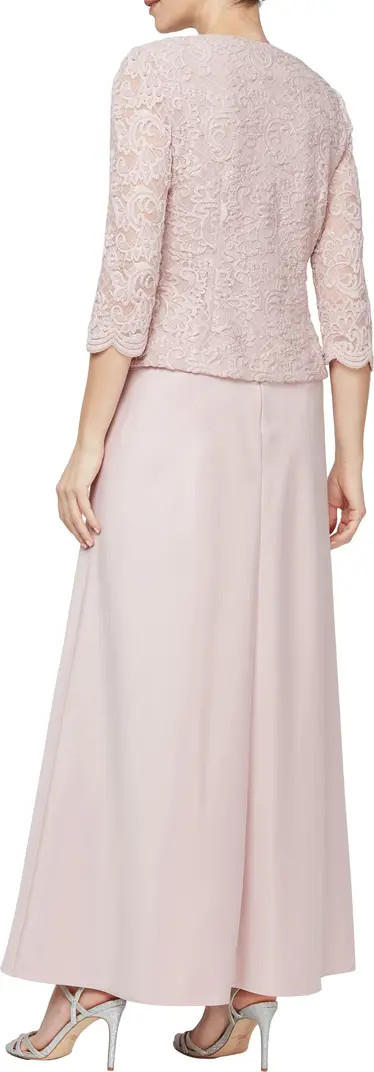 Embroidered Lace Mock Two-Piece Gown with Jacket | Nordstrom
