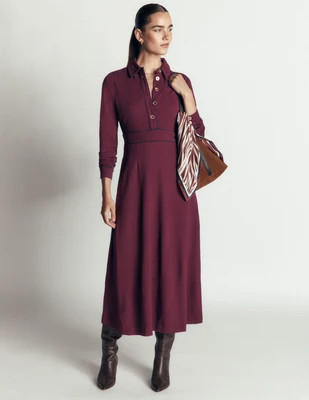 Boden Women's Etta Piping Detail Ponte Dress in Purple | Size 16/18 | Boden (US)