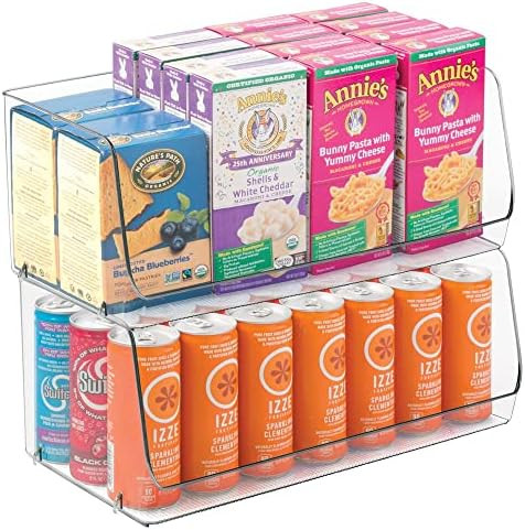 mDesign Extra Large Household Stackable Plastic Food Storage Organizer Bin Basket with Open Front fo | Amazon (US)