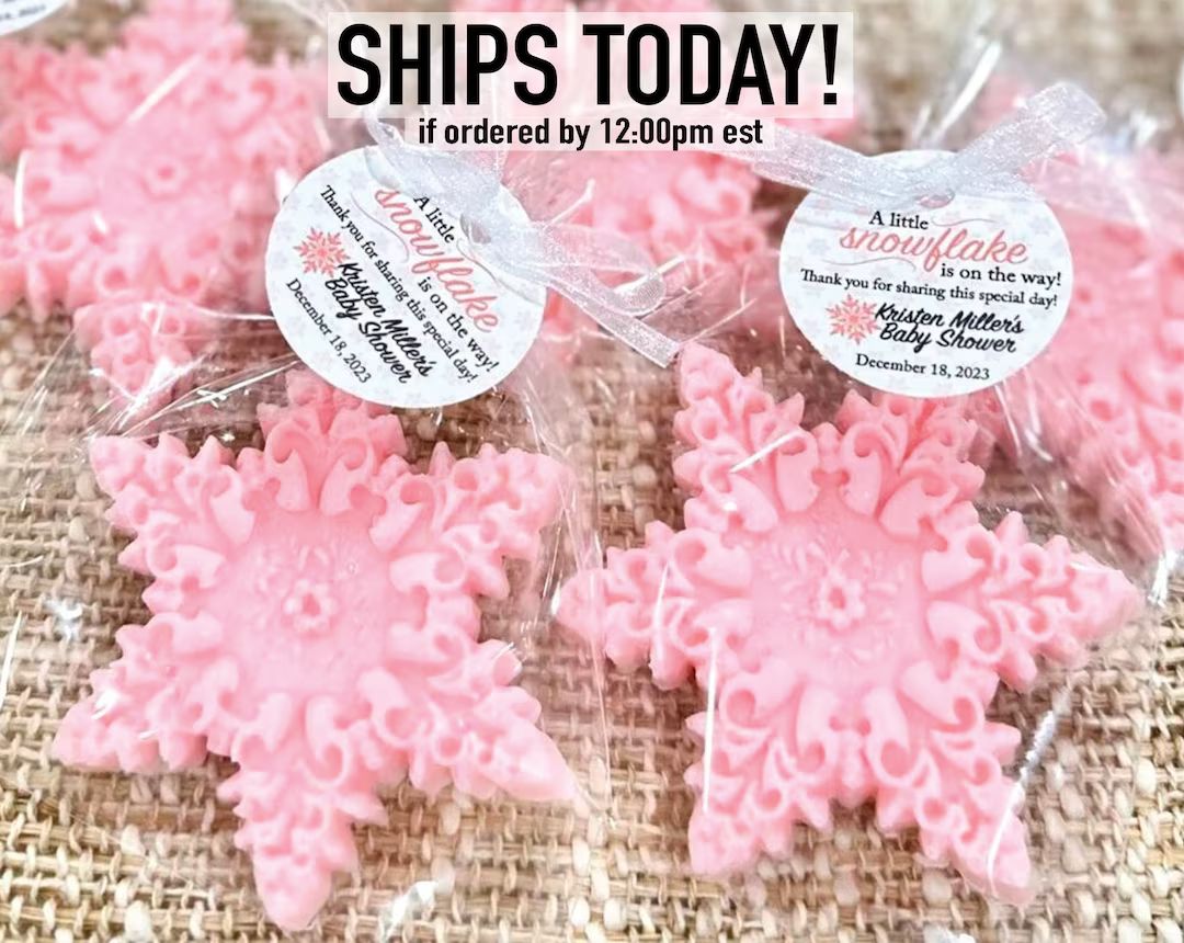 Pink Snowflake Soap Favors Baby Shower Girl Winter - Etsy | Etsy (US)