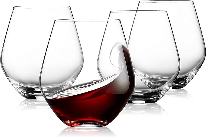 Godinger Wine Glasses, Stemless Wine Glasses, Red Wine Drinking Glasses, Stemless Wine Glass - 17... | Amazon (US)