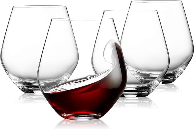 Godinger Wine Glasses, Stemless Wine Glasses, Red Wine Glasses, Drinking Glasses, European Made S... | Amazon (US)