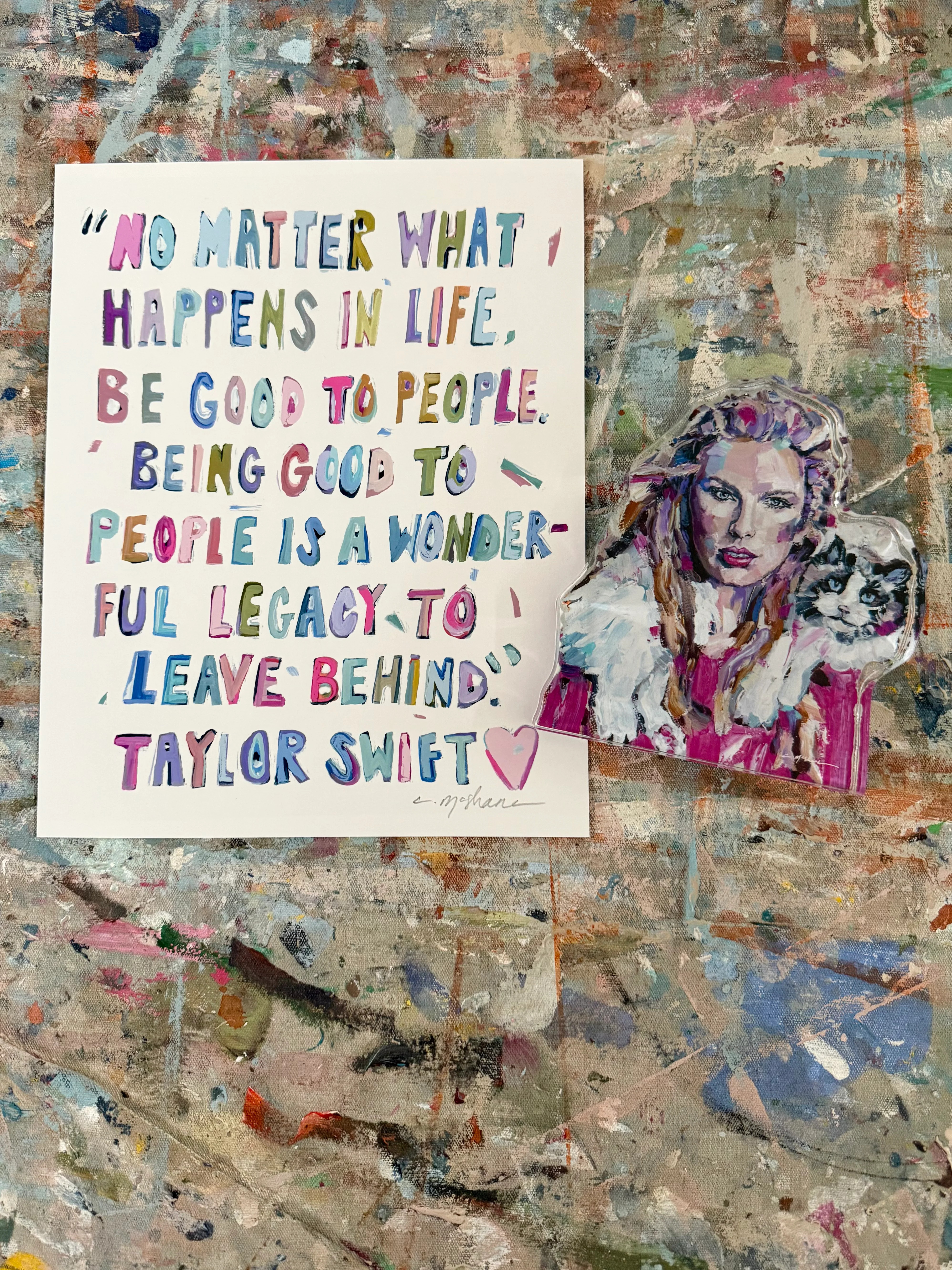 Taylor Swift 8X10 paper print + acrylic | Chelsea McShane Art