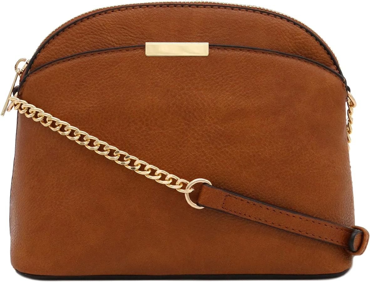 FashionPuzzle Faux Leather Small Dome Crossbody Bag with Chain Strap | Amazon (US)