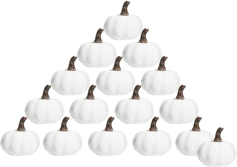 vensovo White Foam 2 Inch Mini Pumpkins for Decorating - 16PCS Small Plastic Pumpkins Bulk for Fa... | Amazon (US)