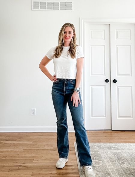 Outfit number one- vintage boot cut perfection. High rise (right at belly button) and good sturdy denim. Amazing fit!

#LTKsalealert #LTKstyletip #LTKSpringSale