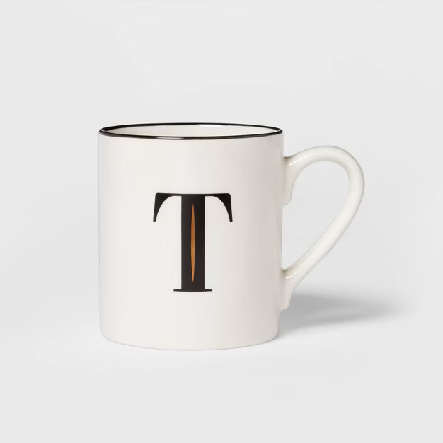 16oz Stoneware Monogram Mug White - Threshold™ | Target