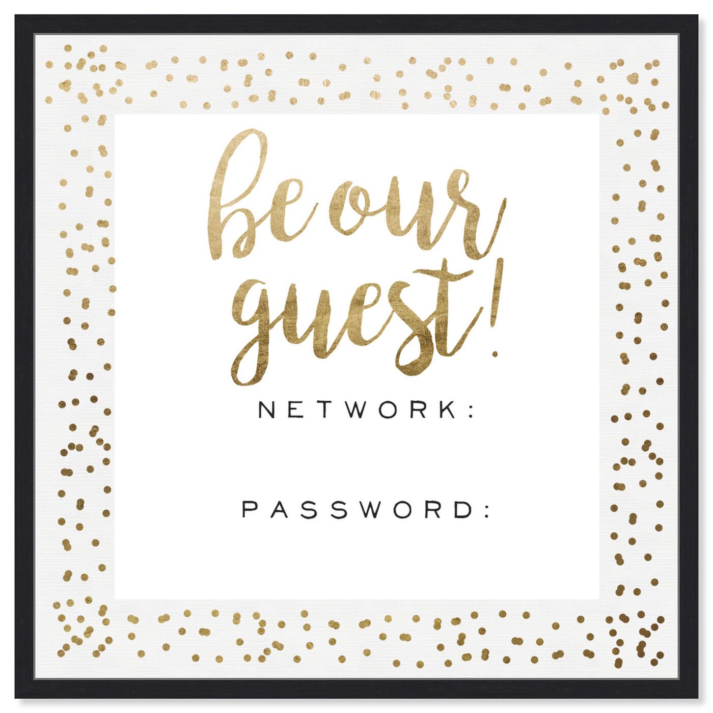 Be Our Guest Wifi Gold Confetti | Typography and Quotes Wall Art by The Oliver Gal | Oliver Gal