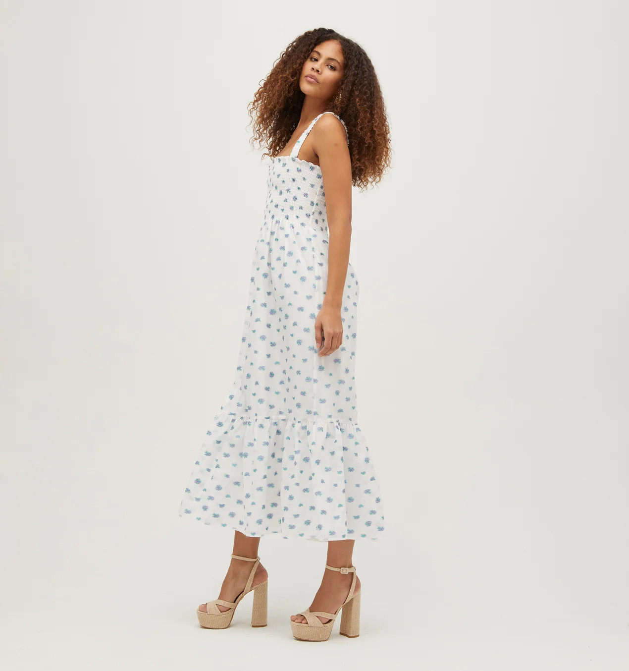 The Organza Anjuli Nap Dress - Spearmint/Lilac Floral Jacquard | Hill House Home