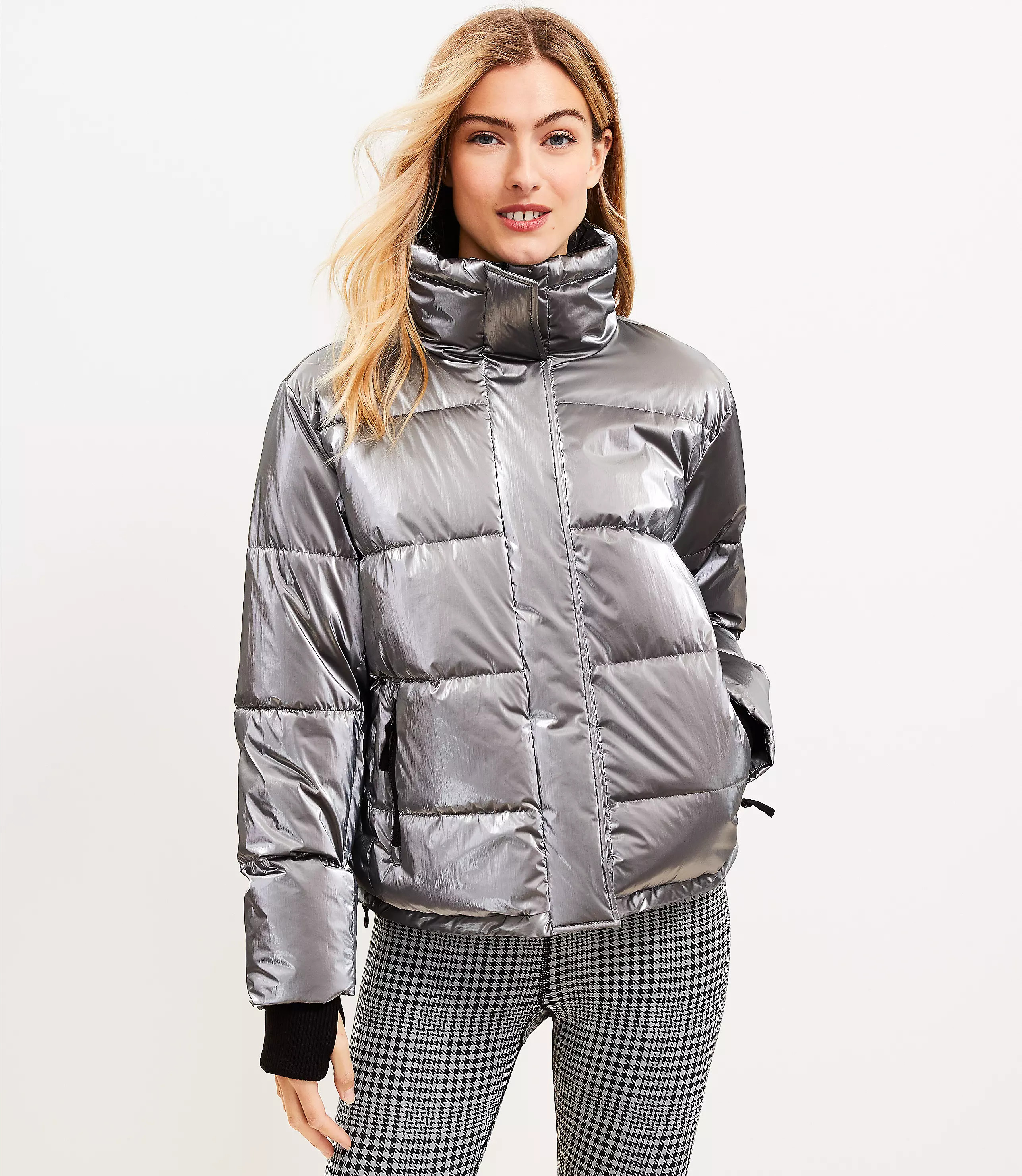 Lou & Grey Metallic Active Puffer Jacket | LOFT