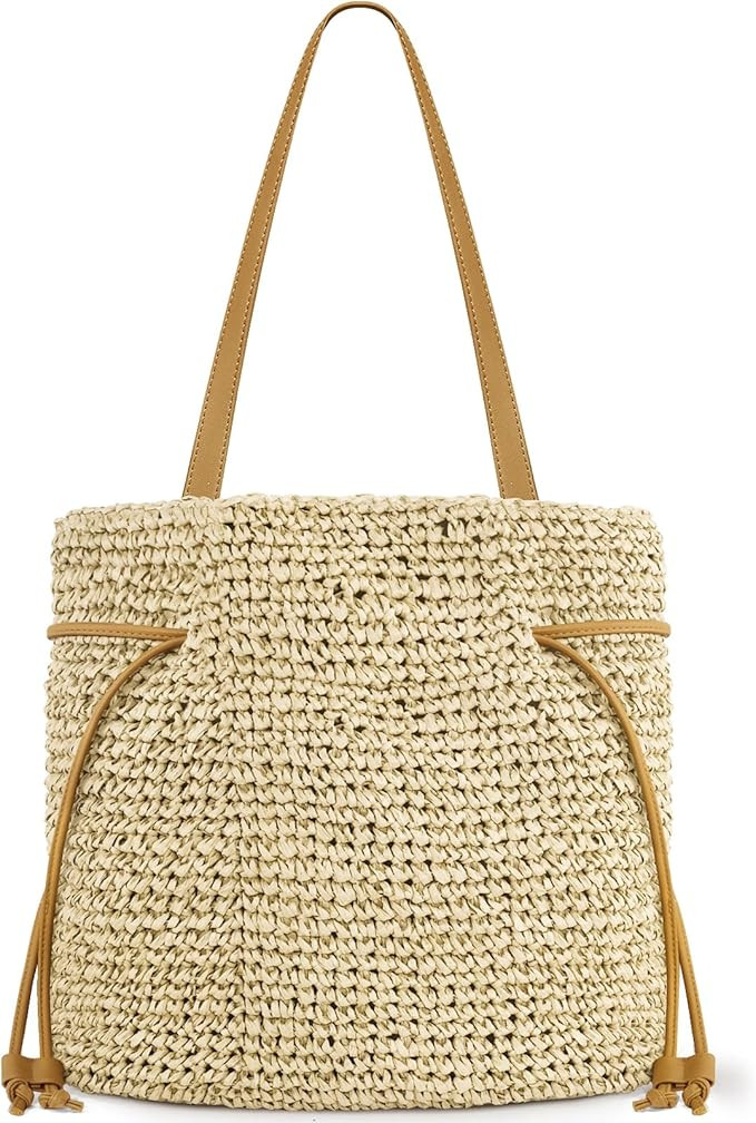 Hand Woven Straw Purses for Women 2026, Adjustable Large Beach Bag Summer Beach Tote Shoulder Bag... | Amazon (US)