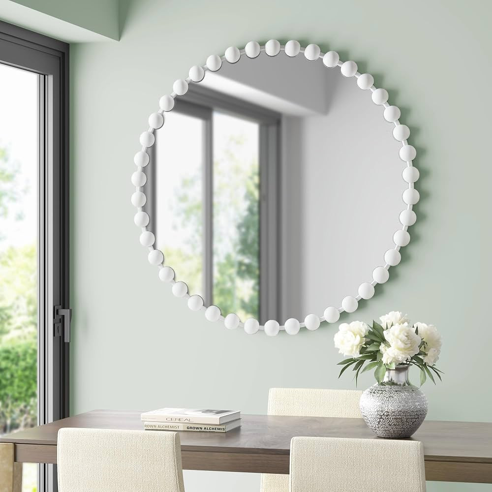 MADISON PARK SIGNATURE Wall Décor Marlowe Metal Spherical Frame Round Mirror for Living Room - H... | Amazon (US)
