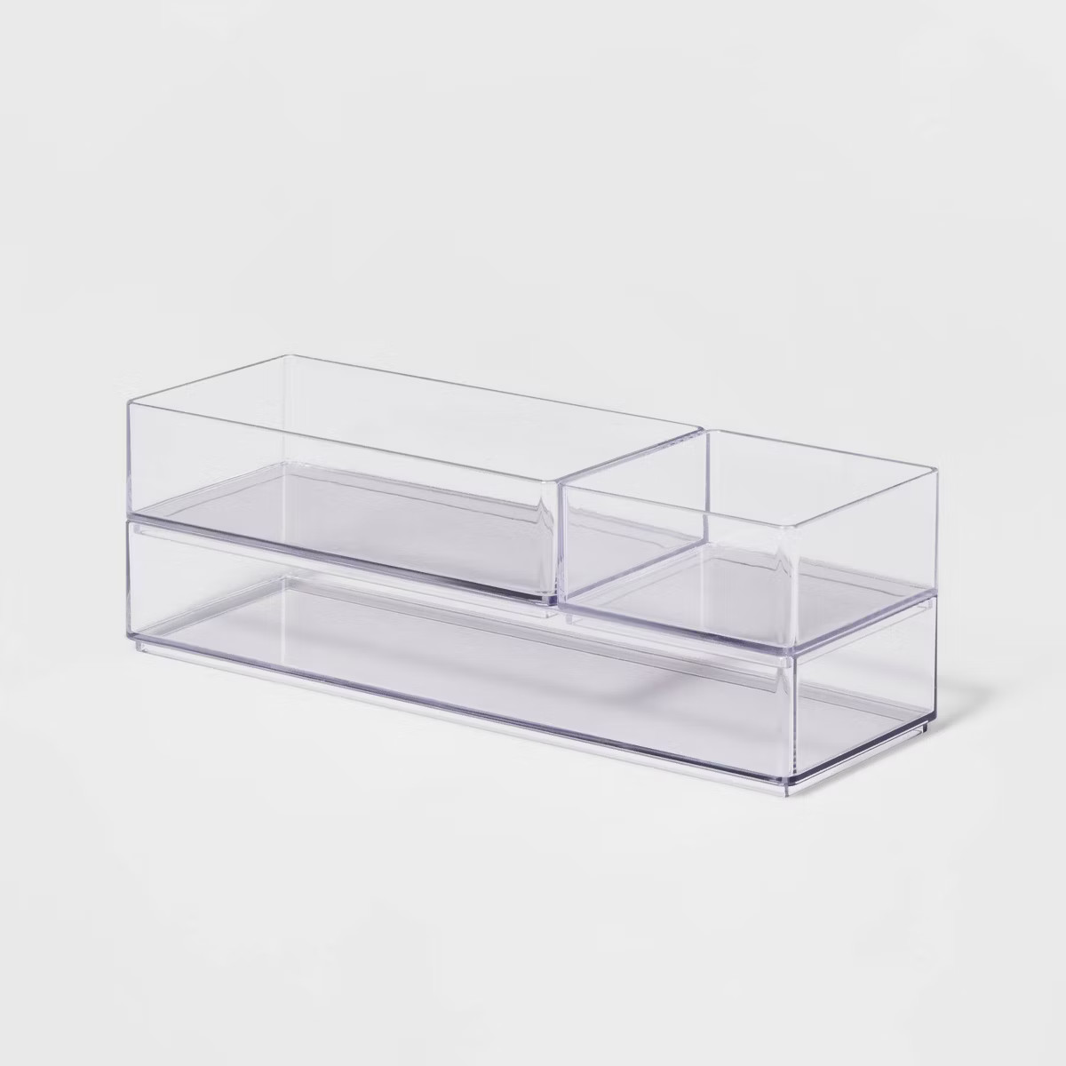 3 Bathroom Plastic Tray Beauty Organizer Set Clear - Brightroom™ | Target