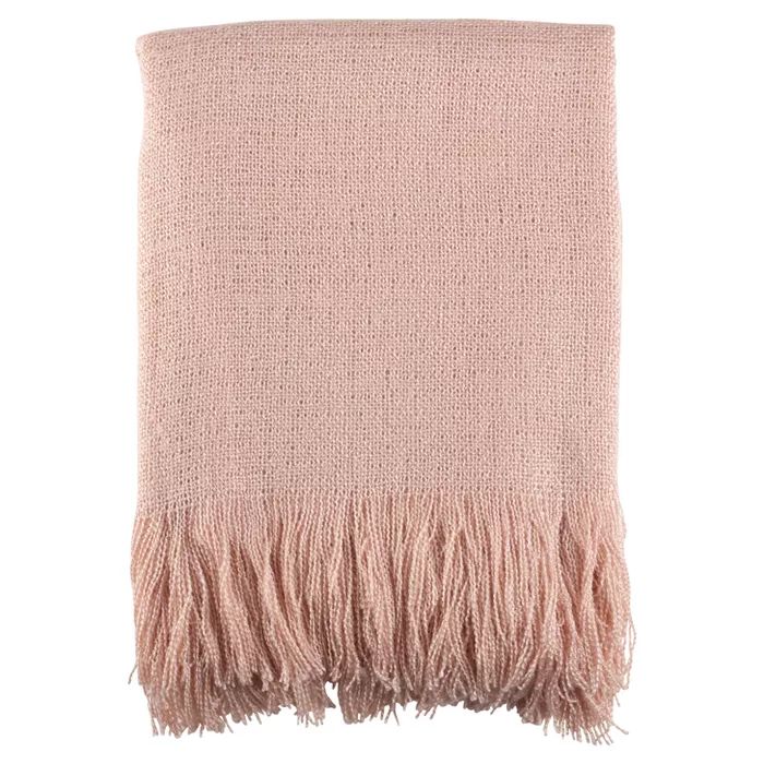 Pink Fringe Hem Throw Blankets (50"x60") - Saro Lifestyle | Target