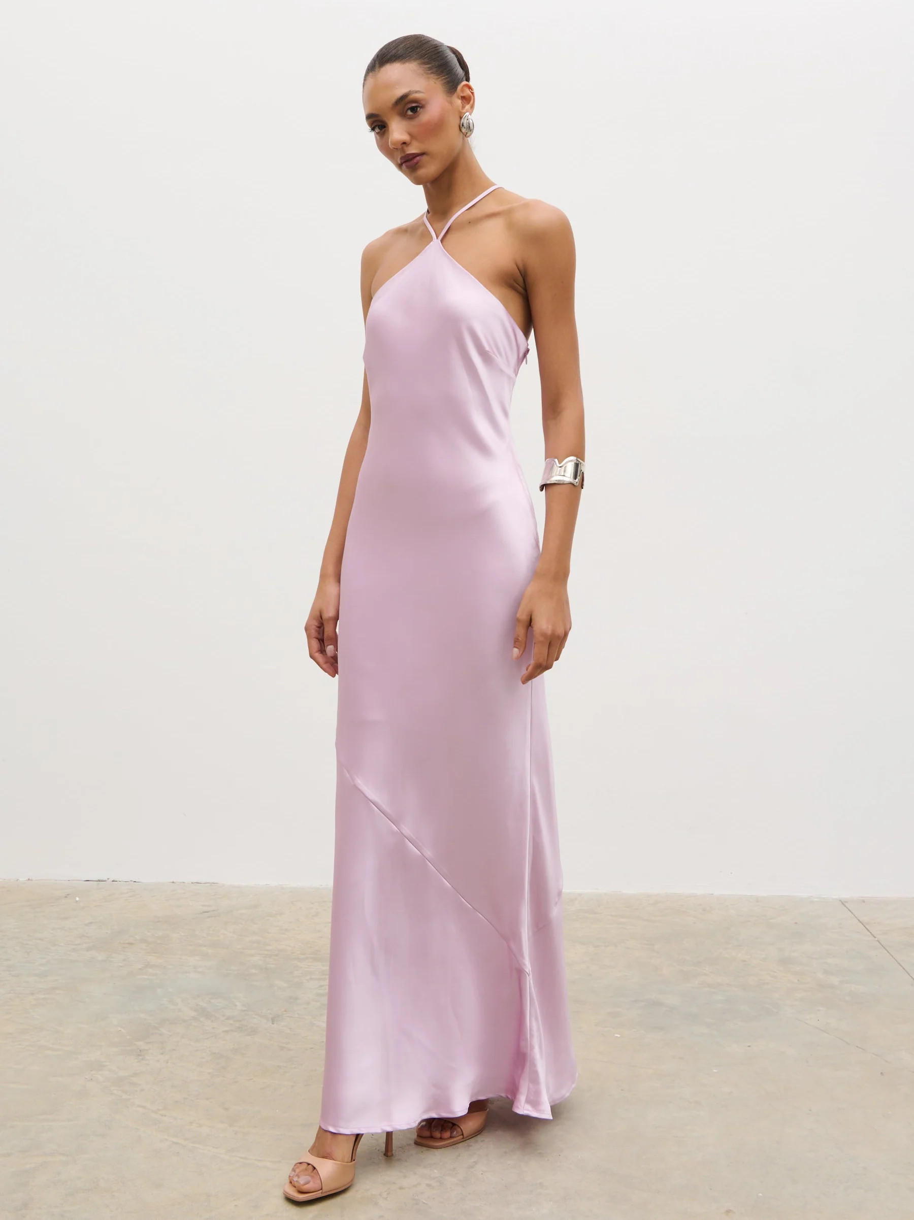 Yvette Halter Neck Maxi Dress - Lilac | Pretty Lavish (UK)