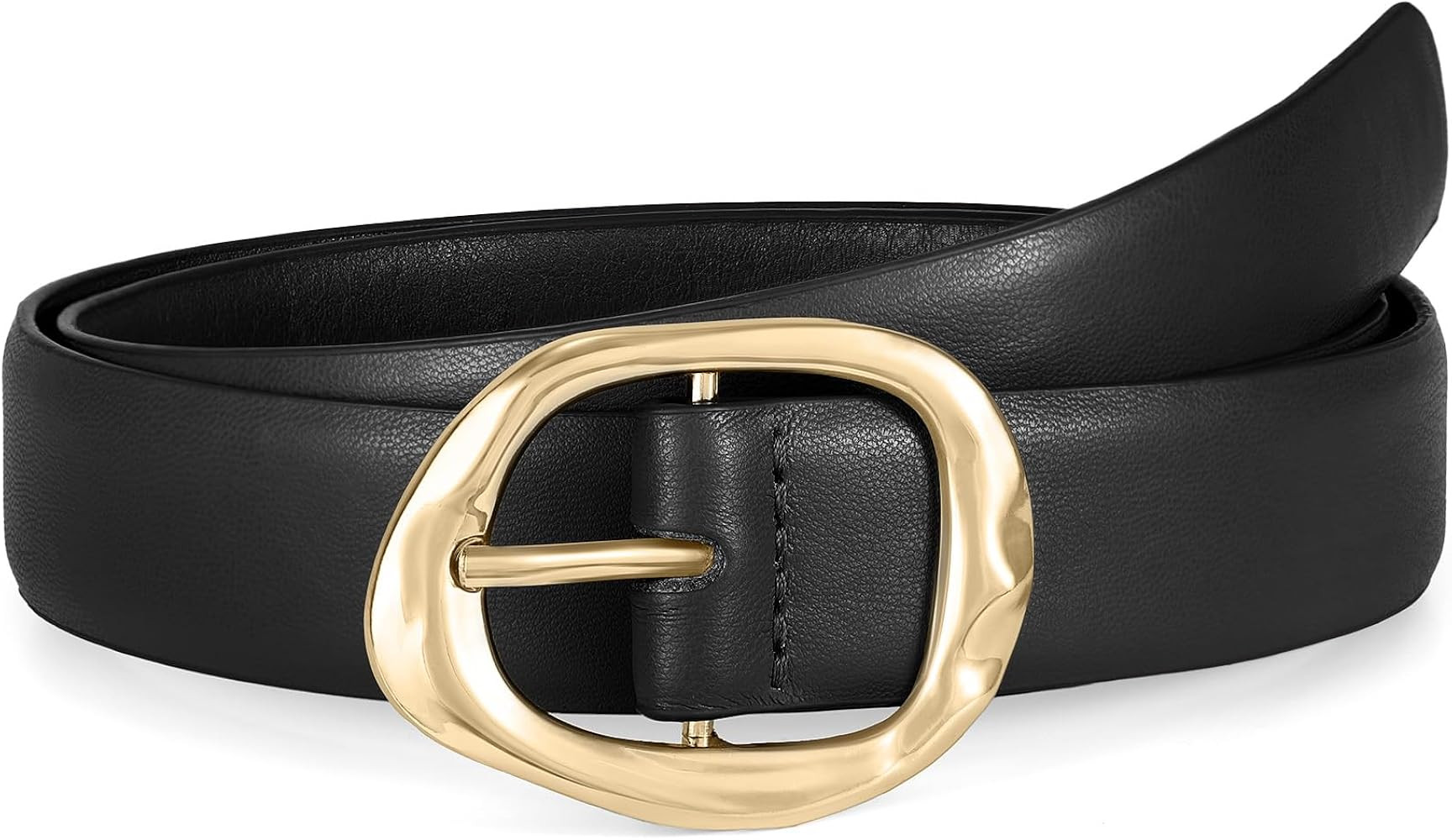 WHIPPY Leather Belt for Women Casual Waist Belt with Gold Buckle Fashion Ladies Belt for Jeans Pa... | Amazon (US)