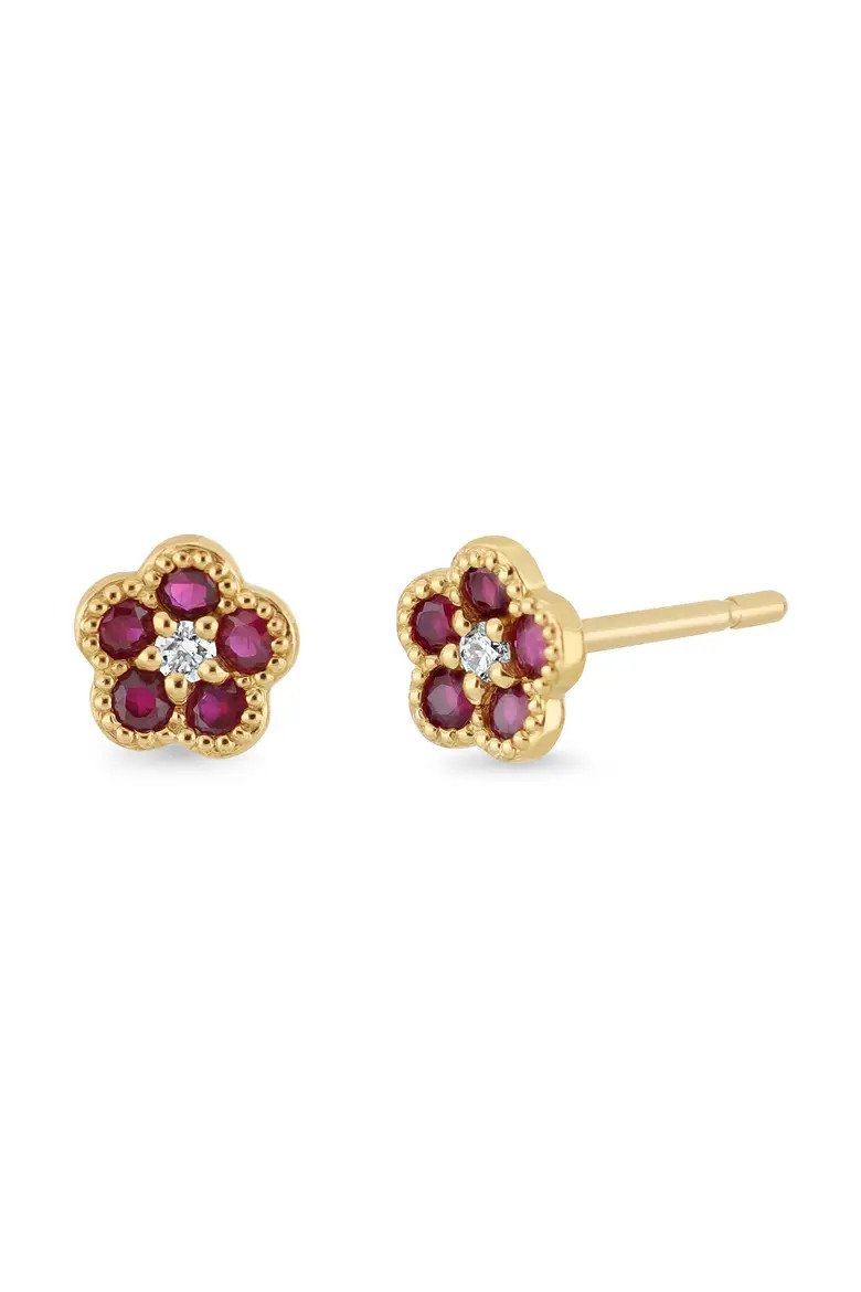 El Mar Diamond & Gemstone Flower Stud Earrings (Online Trunk Show) (Women) | Nordstrom | Nordstrom