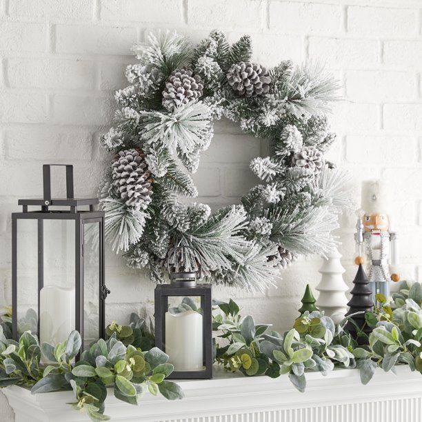 Holiday Time Colorado Flocked Un-Lit Wreath, 24" | Walmart (US)