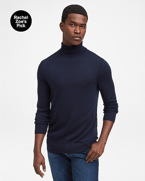 Solid Merino Wool Turtleneck Sweater | Express