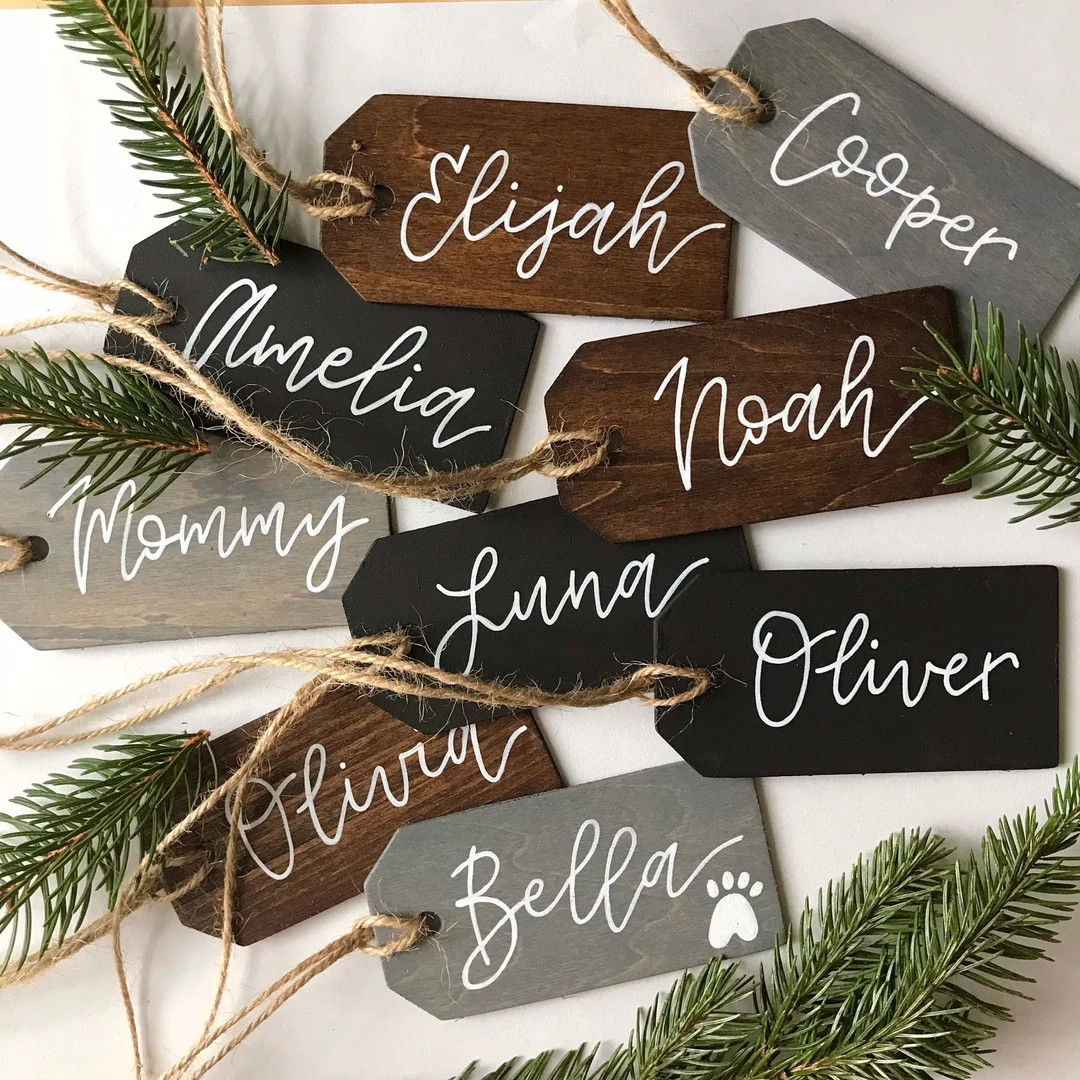 Personalized Wooden Name Tag Christmas Stocking Tag Holiday - Etsy | Etsy (US)