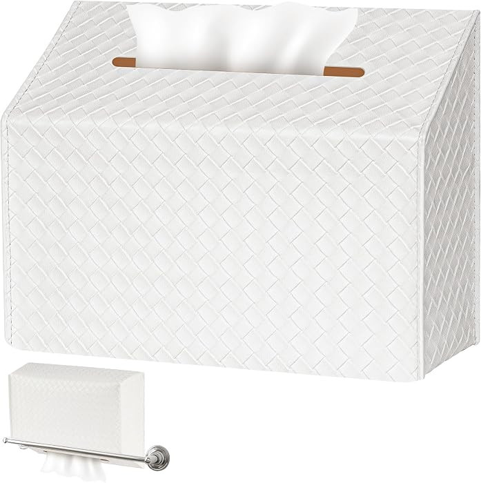 NiHome PU Leather Tissue Box Cover for Kleenex Hand Towels, White | Amazon (US)