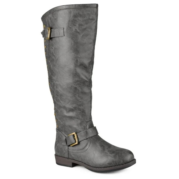 Women's Wide-Calf Knee-High Studded Riding Boot - Walmart.com | Walmart (US)