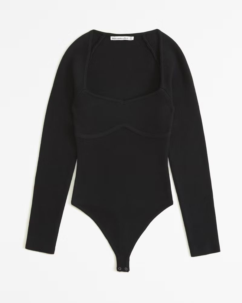 Long-Sleeve Sweetheart Sweater Bodysuit | Abercrombie & Fitch (US)