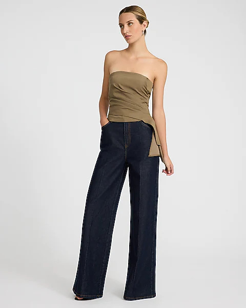 Strapless Ruched Tailored Tube Top | Express