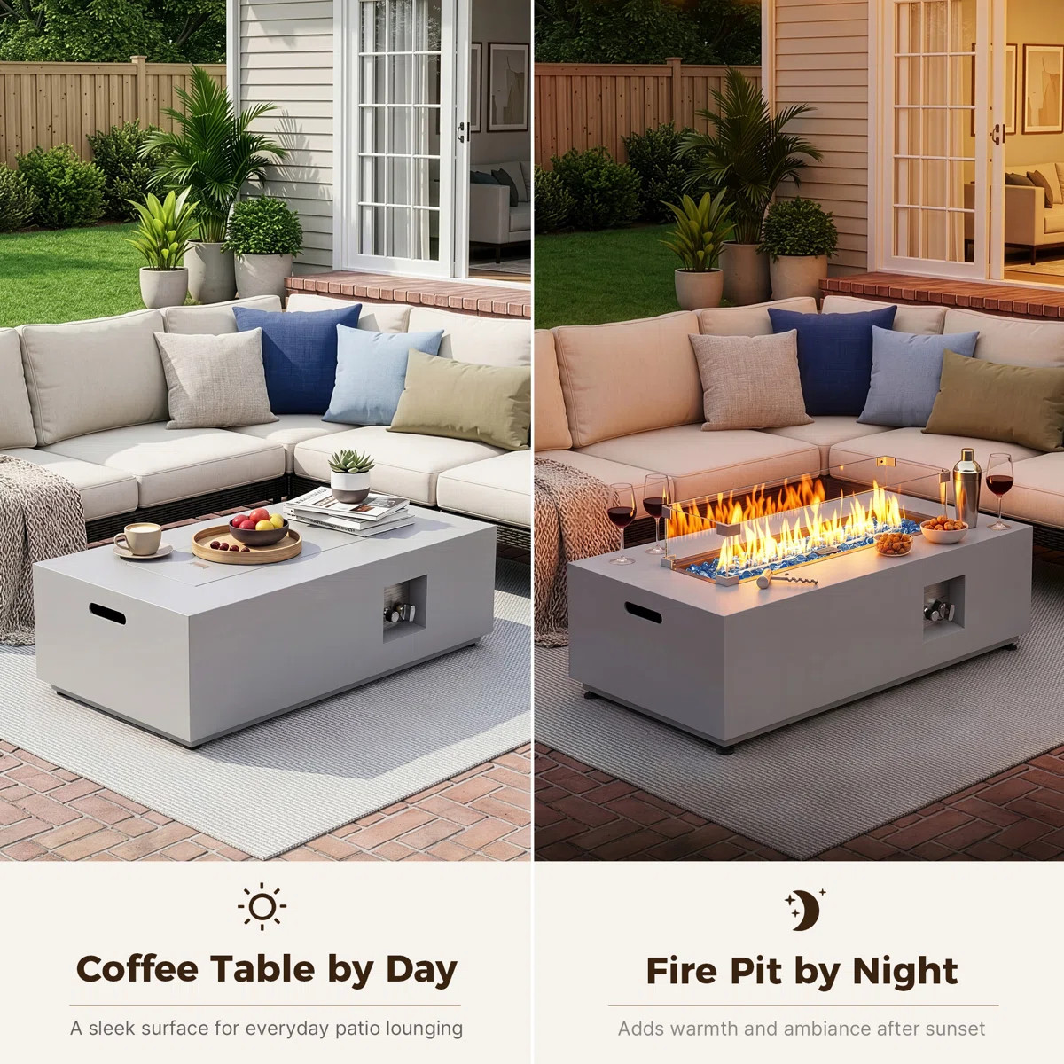 42" Rectangle Iron Propane / Natural Gas Smokeless Outdoor Fire Pit Table with Hidden Fuel Tank, ... | Wayfair North America