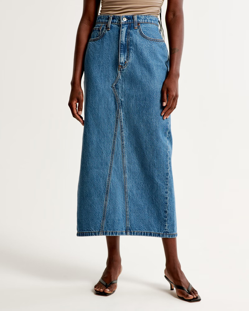 Denim Column Maxi Skirt | Abercrombie & Fitch (US)