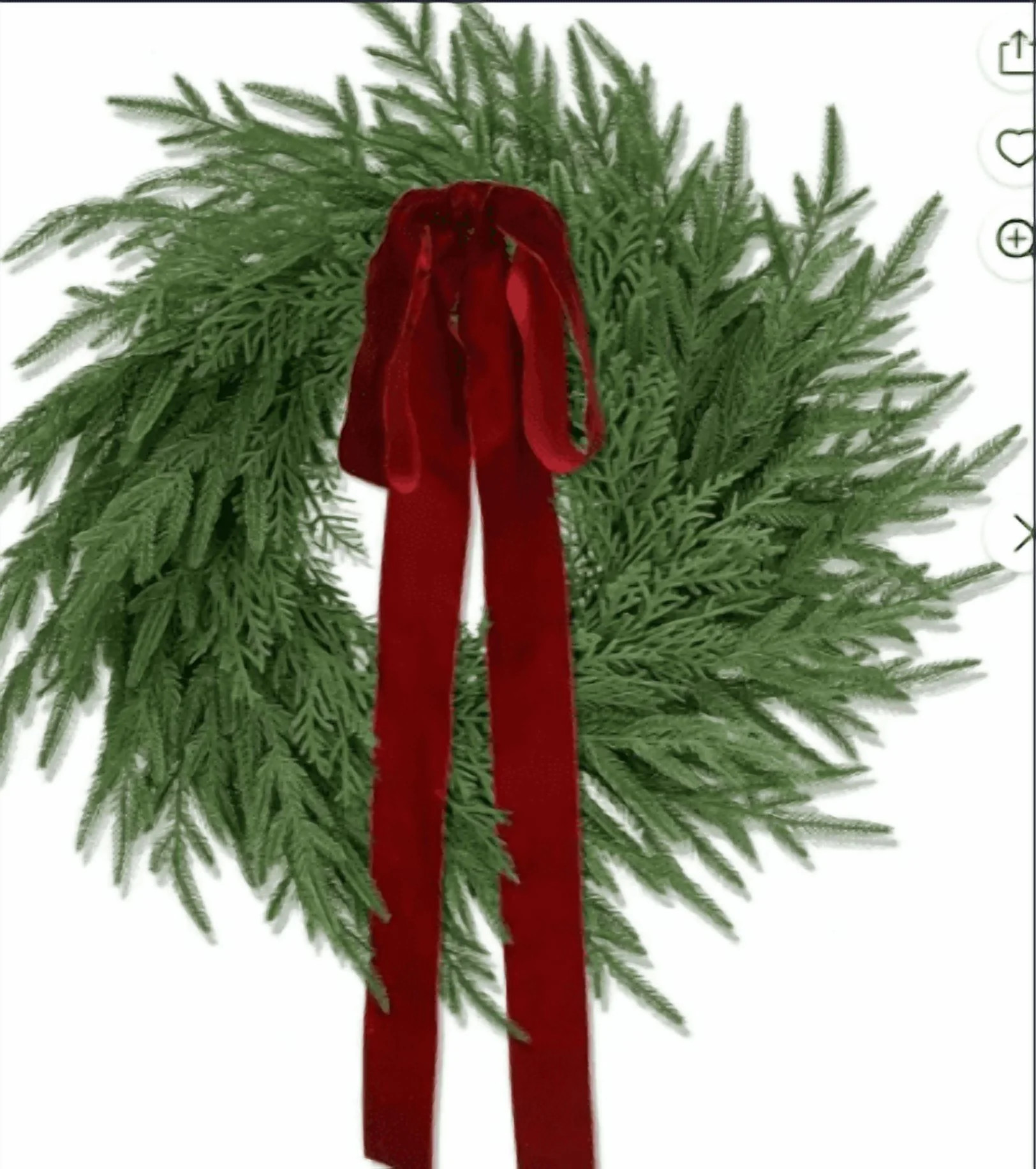 23" Norfolk Pine & Cedar Artificial Christmas Wreath | Faux Green Wreath with Red Velvet Bow | In... | Walmart (US)
